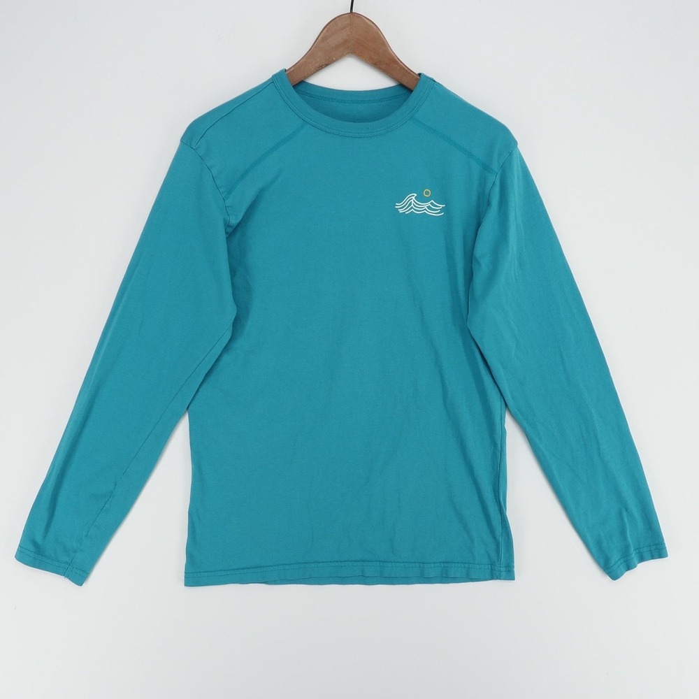 Kastlfel T Shirt Mens S Teal Blue‎ Graphic Long Sleeve Cotton Ride Out The Waves